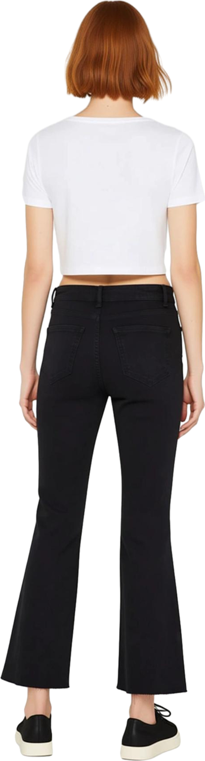 Kadın Yüksek Bel Flare Kesim Denim Pantolon Fonksiyonel Dayanıklı Kaliteli Konforlu Modern