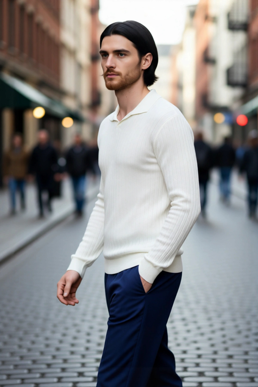 Erkek Basic Fitted Polo Yaka Uzun Kollu İnce Triko Kazak Casual Tarzı Tamamlayan Şıklık Kaliteli