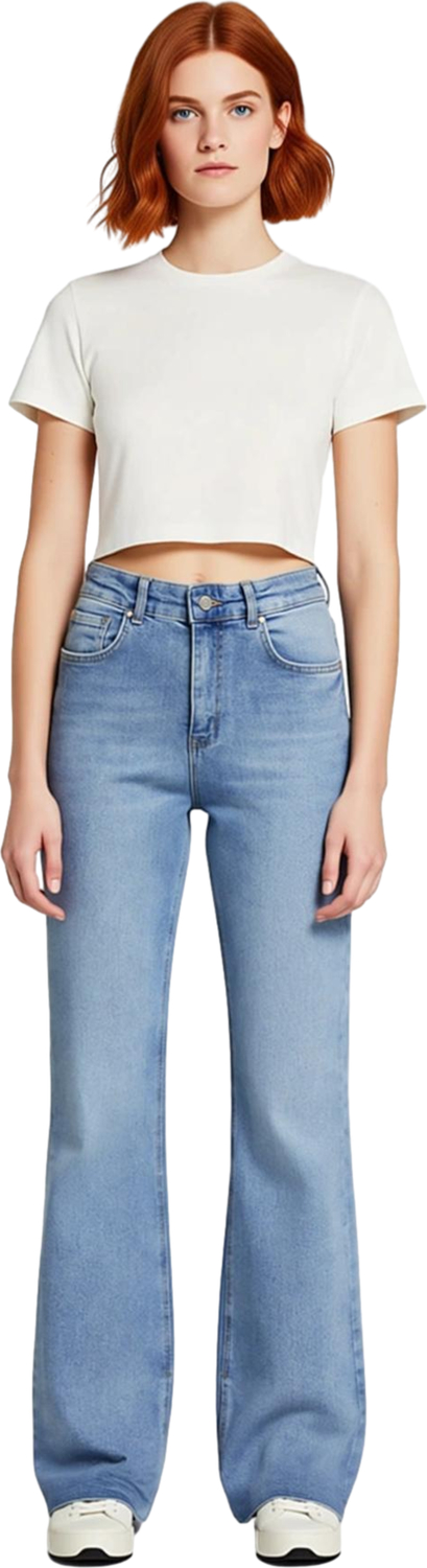 Kadın Yüksek Bel Flare Jean İspanyol Paça Yırtmaçlı Fonksiyonel Dayanıklı Kaliteli Estetik