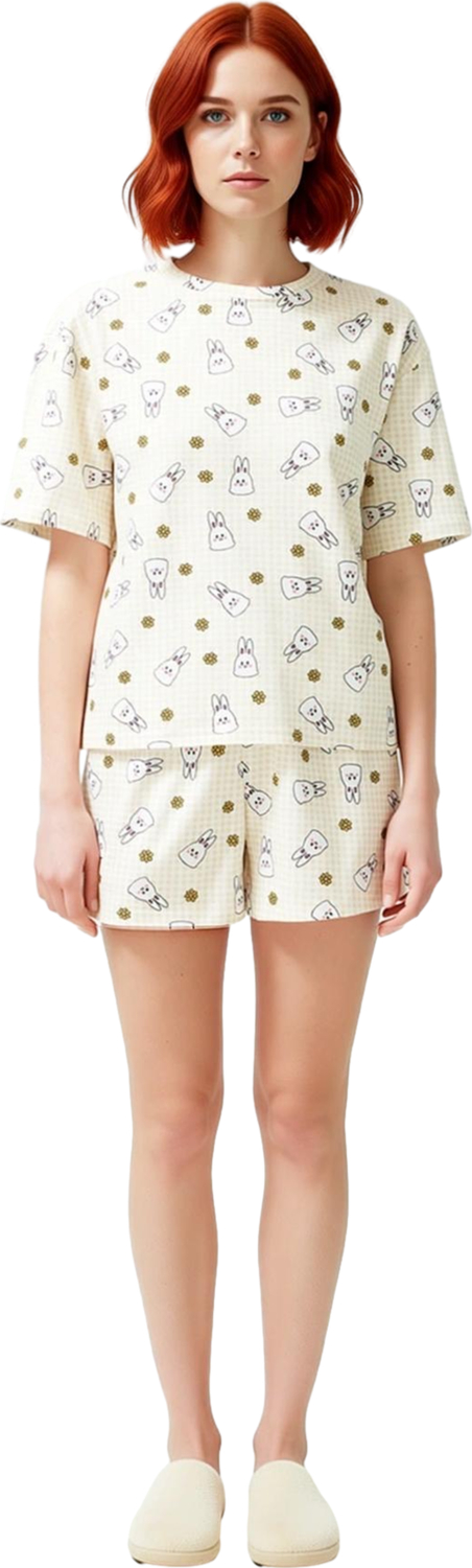 Kadın Pötikare Diş Baskılı Pijama Seti Fonksiyonel Dayanıklı Kaliteli Konforlu Estetik Şık
