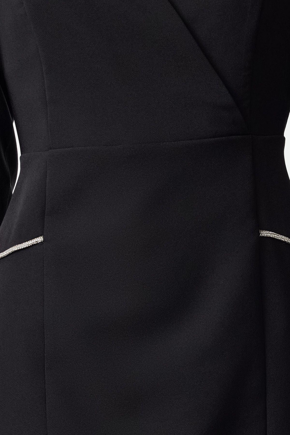 Moda Stil Fitted Kruvaze Mini Boy Vücuda Oturan Taş Şerit Detaylı Dokuma Elbise