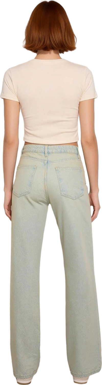 Kadın Vintage Geniş Paça Denim Pantolon Fonksiyonel Dayanıklı Kaliteli Konforlu Estetik Şık