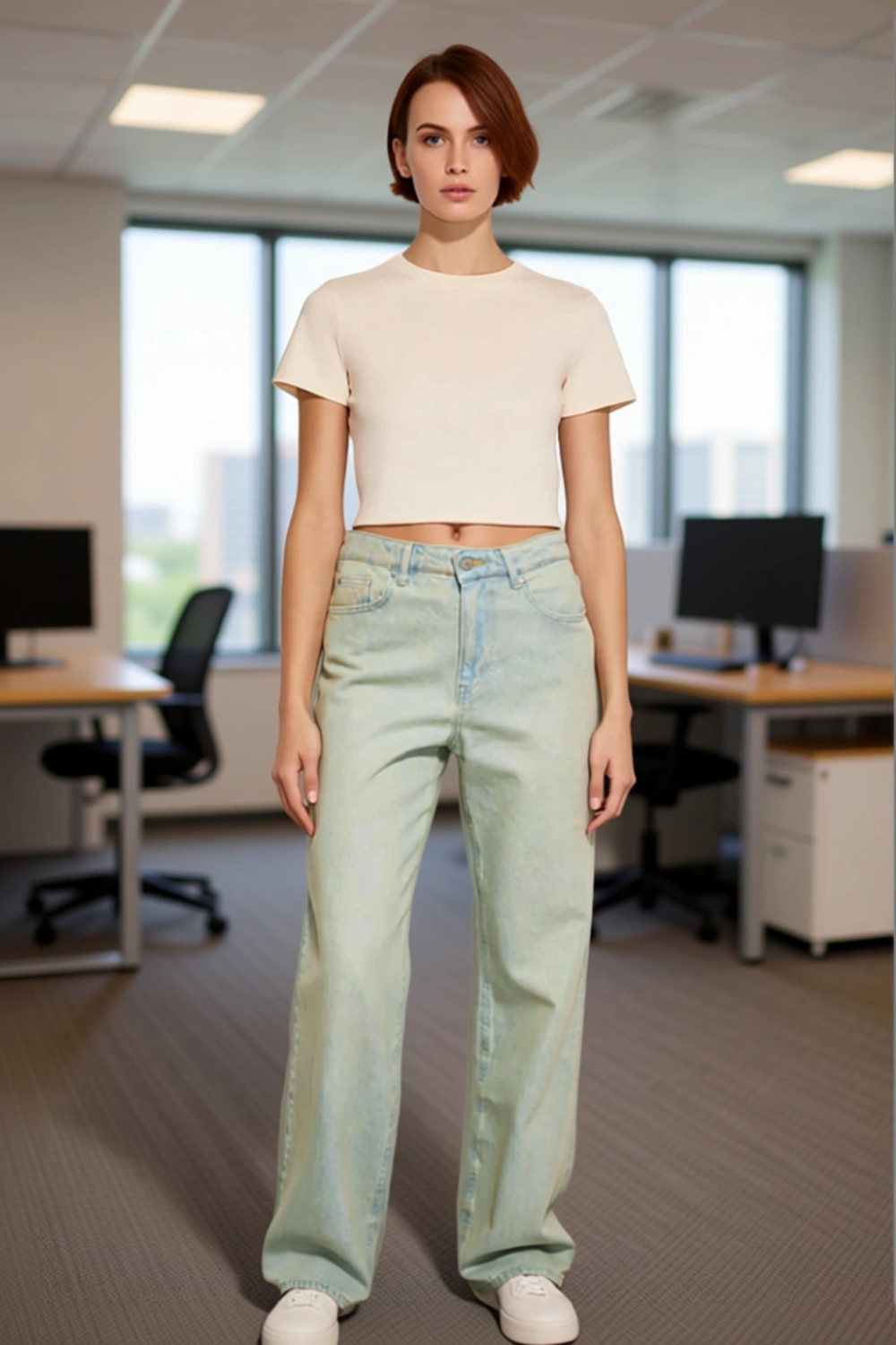 Kadın Vintage Geniş Paça Denim Pantolon Fonksiyonel Dayanıklı Kaliteli Konforlu Estetik Şık