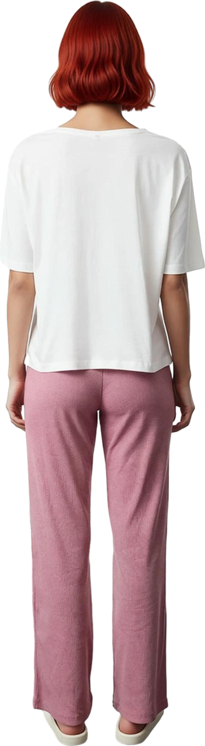 Kadın Baskılı Bisiklet Yaka Pijama Takımı Geniş Paça Fonksiyonel Dayanıklı Kaliteli Modern