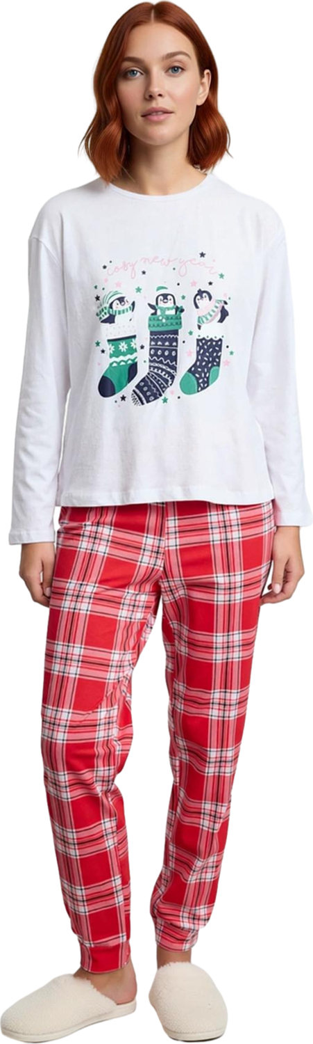 Kadın Kış Temalı Penguen Baskılı Pijama Takımı Fonksiyonel Dayanıklı Kaliteli Konforlu Şık