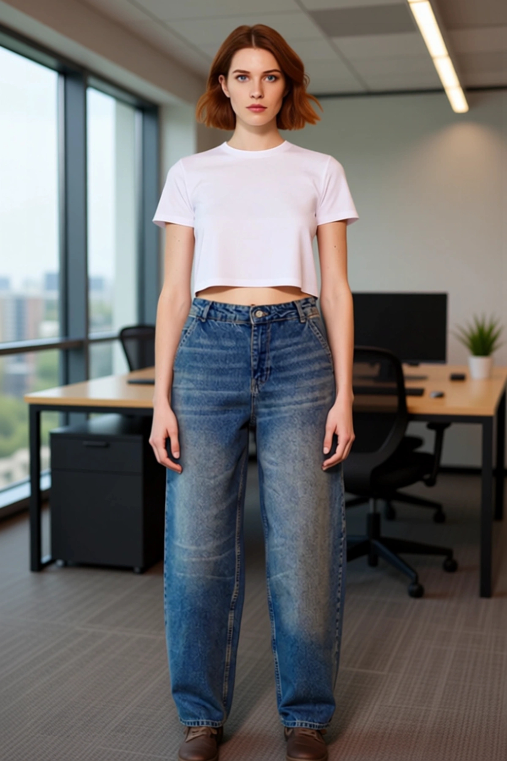 Kadın Yüksek Bel Geniş Paça Denim Pantolon Fonksiyonel Dayanıklı Kaliteli Konforlu Estetik
