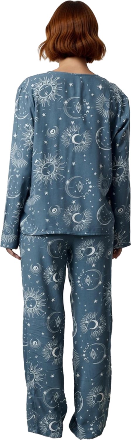 Kadın Uzun Kollu Galaksi Desenli Pijama Takımı Fonksiyonel Dayanıklı Kaliteli Konforlu Şık