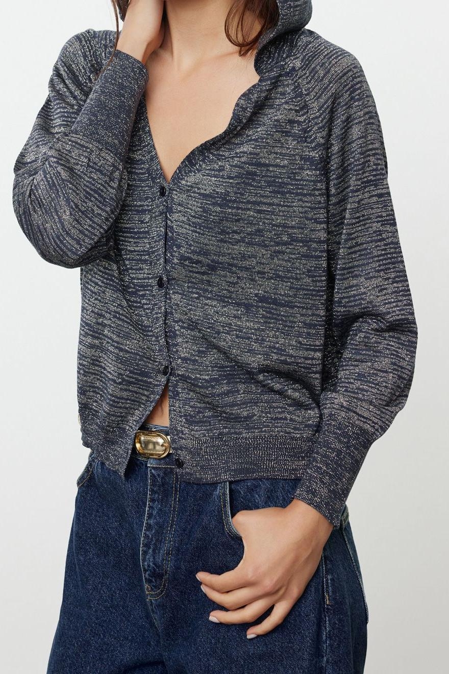 Kadın Modern Tarz Oversize V Yaka Regular Triko Hırka