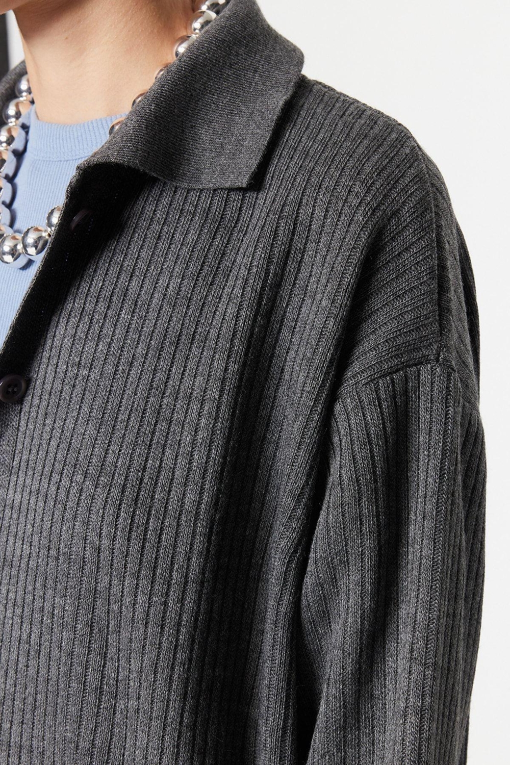 Tarz Kadın Modern Moda Yüksek Bel Geniş Paça Polo Yaka Yırtmaç Detaylı Hırka-Pantolon Triko Takım