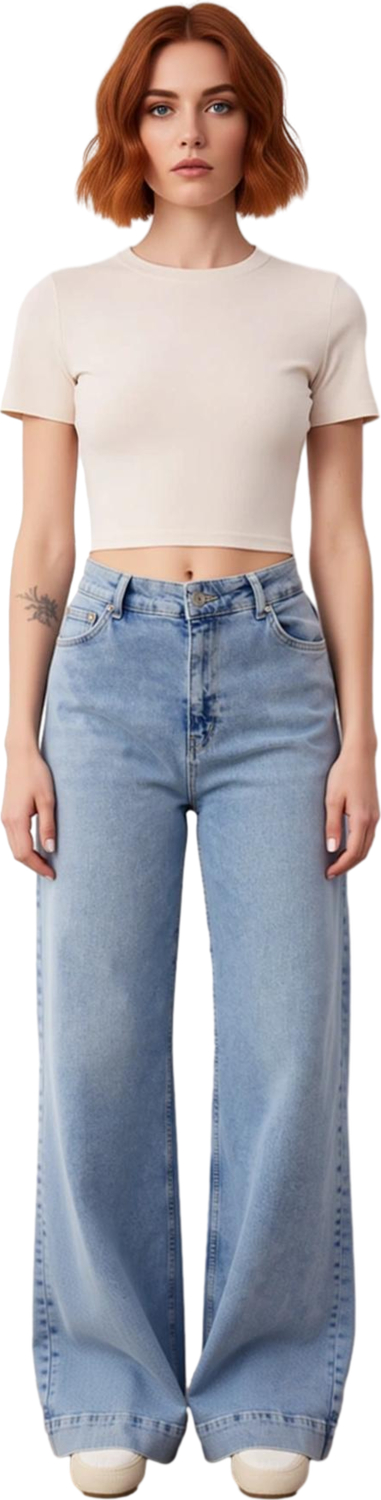 Kadın Wide Leg Denim Pantolon Normal Bel Fonksiyonel Dayanıklı Kaliteli Konforlu Estetik Şık
