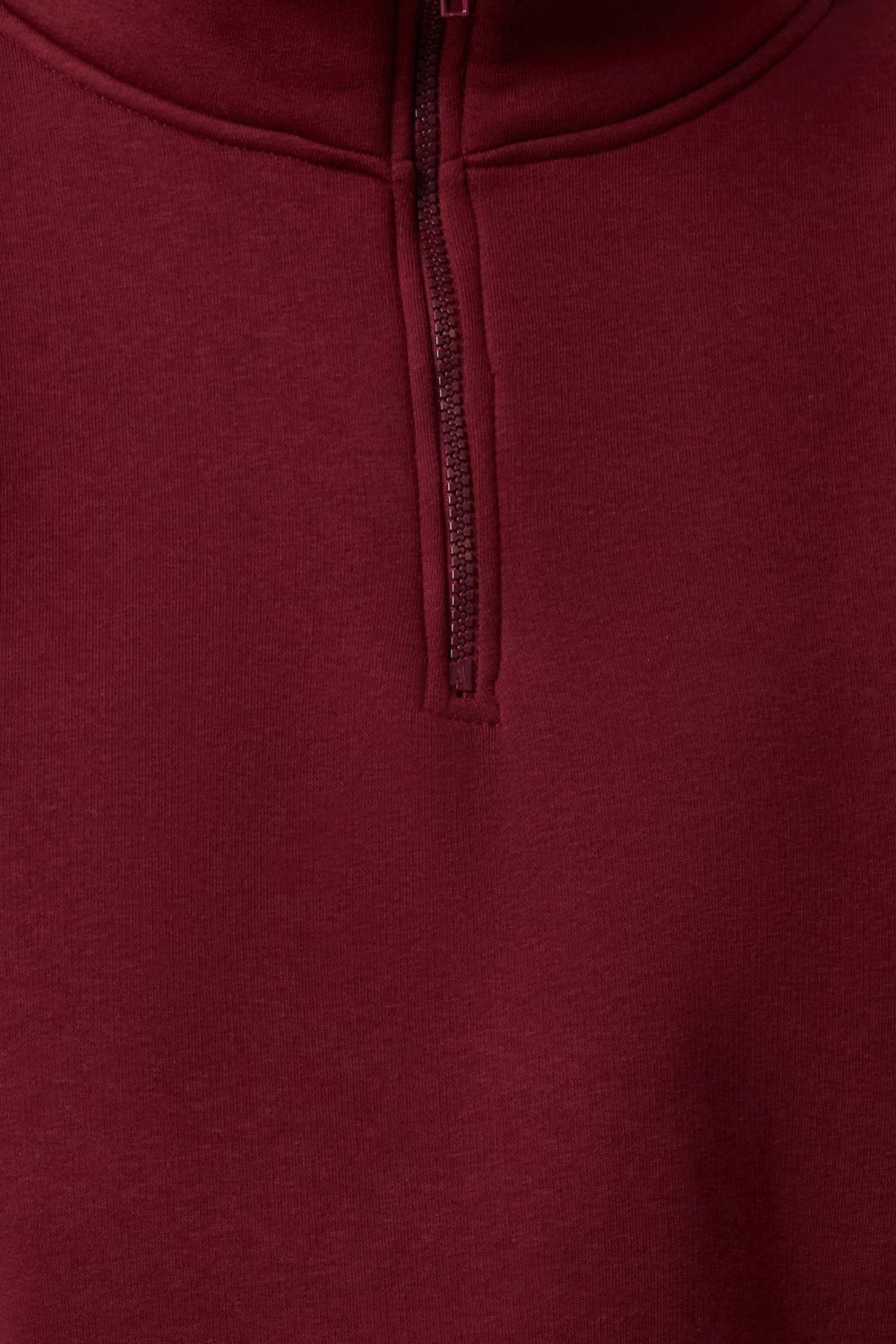 Fitted Fermuarlı Yaka Crop Rahat Kesim Crop Basic Fermuarlı Kalın Polarlı Örme Sweatshirt