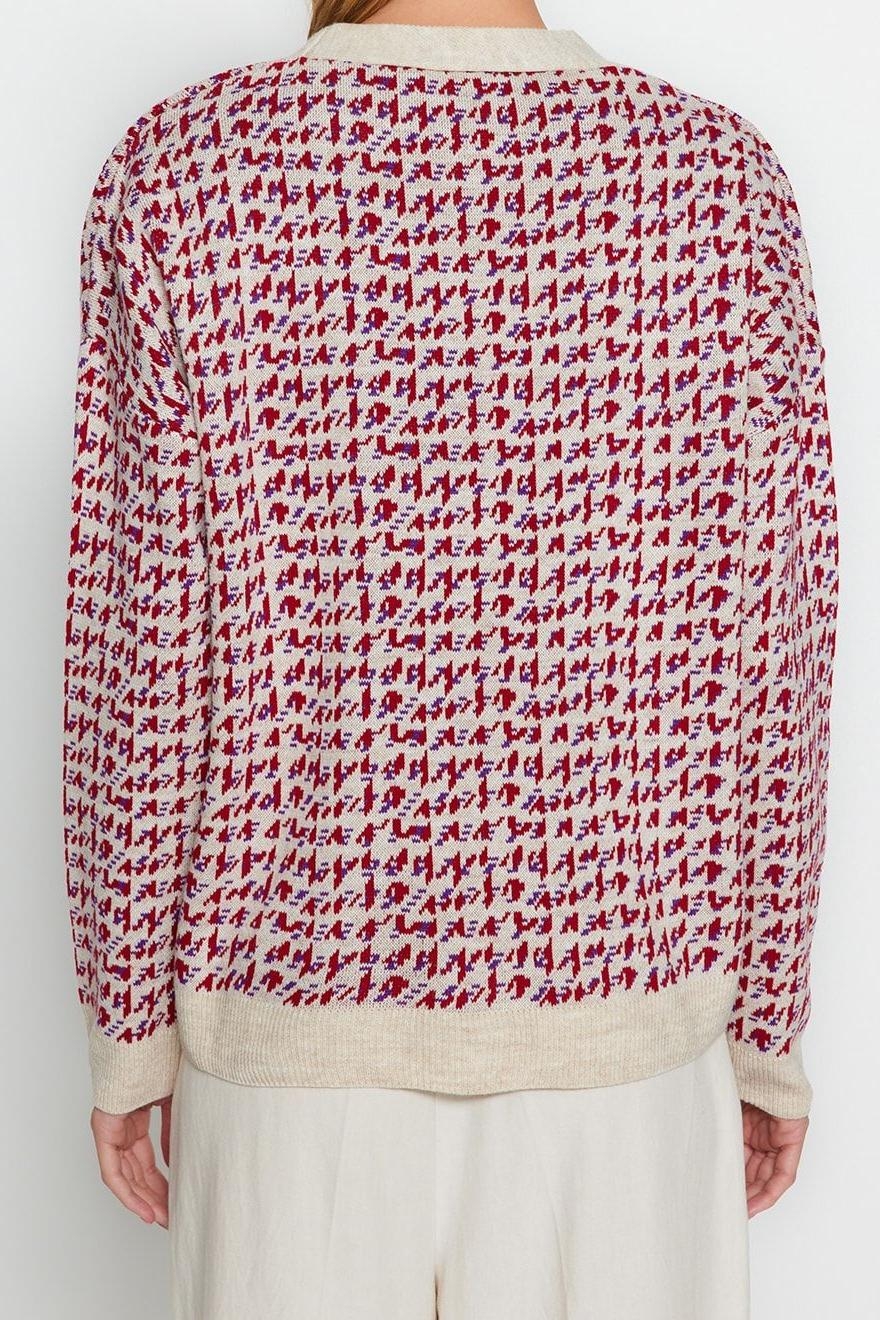Kadın Modern Tarz Oversize V Yaka Regular Triko Hırka