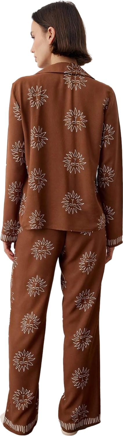 Kadın Güneş Baskılı Gömlek ve Pantolon Pijama Takımı Fonksiyonel Dayanıklı Kaliteli Modern