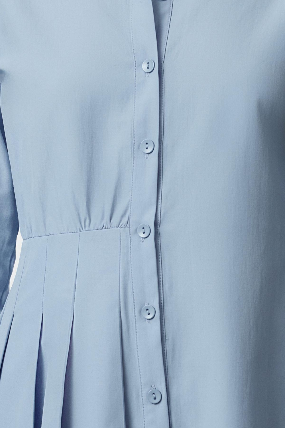 Moda Stil Regular Gömlek Yaka Mini Boy Pili Detaylı Düz Dokuma Gömlek Elbise