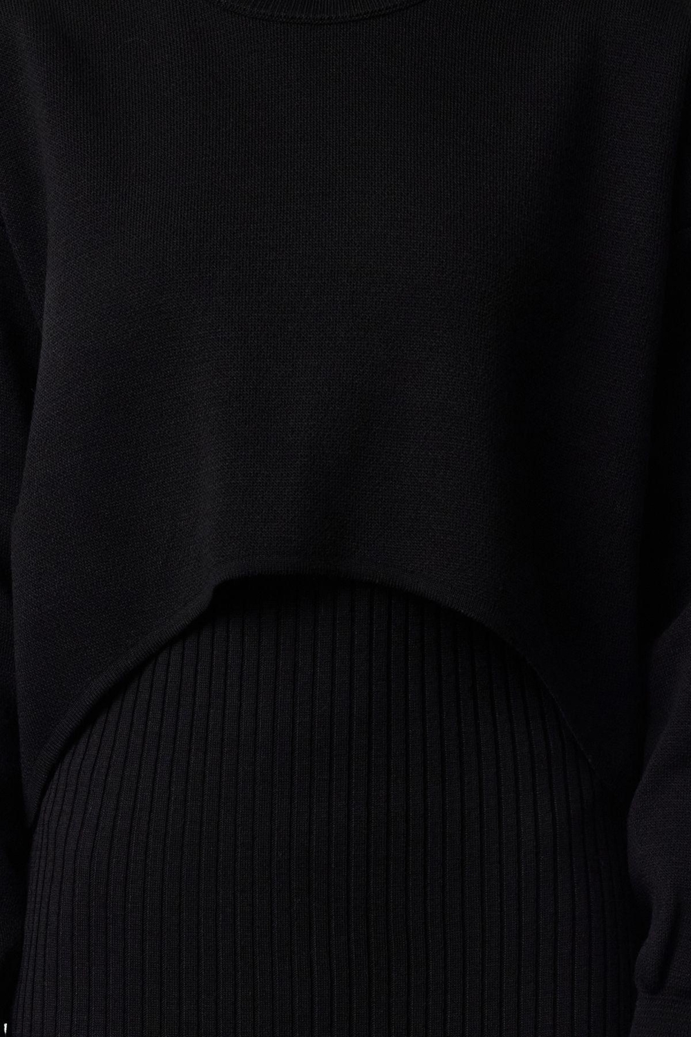 Moda Stil Regular Bisiklet Yaka Midi Boy Triko Kazak-Elbise Takım