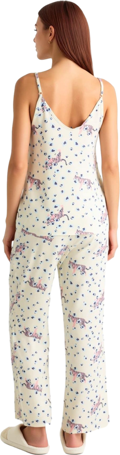 Hayvan Desenli Viskon İnce Askılı Pijama Takımı Kadın Fonksiyonel Dayanıklı Kaliteli Rahat