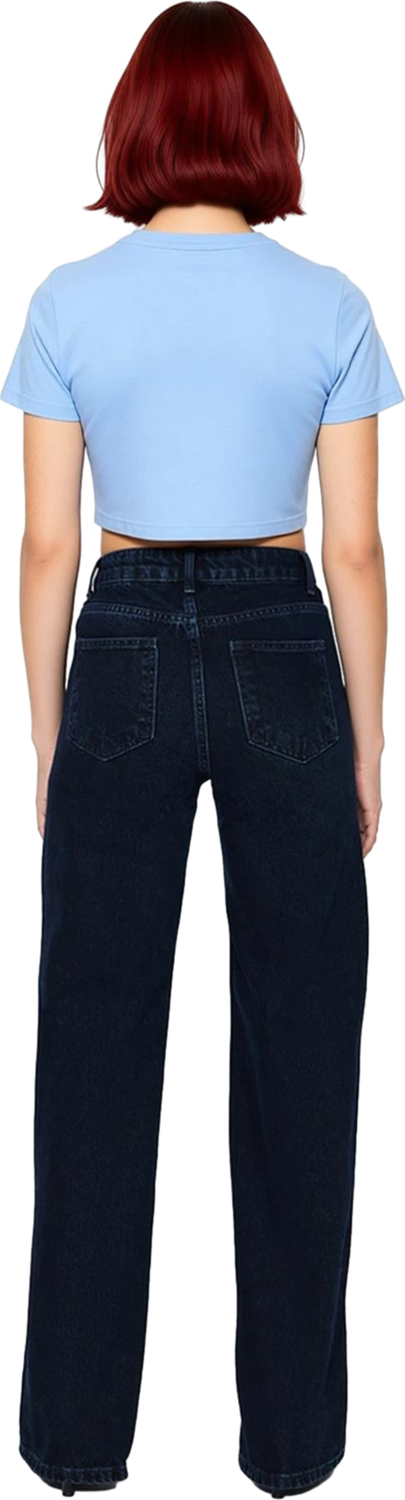 Kadın Yüksek Bel Wide Leg Denim Pantolon Fonksiyonel Dayanıklı Kaliteli Konforlu Estetik Şık