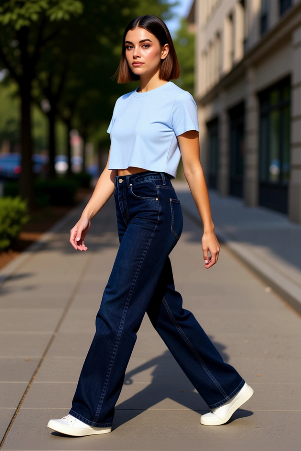 Kadın Yüksek Bel Wide Leg Denim Pantolon Fonksiyonel Dayanıklı Kaliteli Konforlu Estetik Şık
