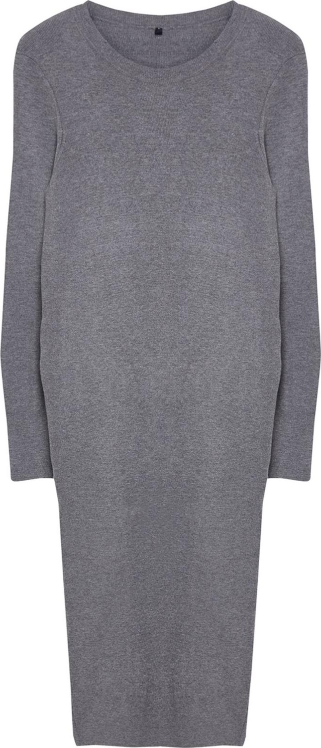 Moda Stil Regular Dik Yaka Maxi Boy Triko Premium İplik Özel İplik Elbise
