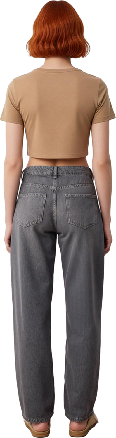 Cool Kadın Antrasit Geniş Paça Düşük Bel Jean Fonksiyonel Dayanıklı Kaliteli Konforlu Spor