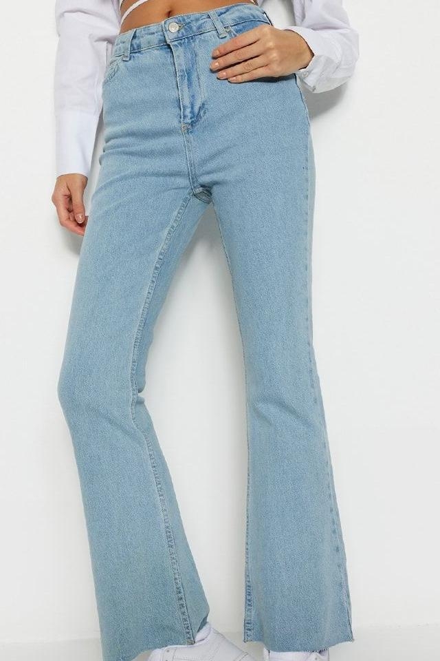 Kadın Comfort Fit Geniş Paça Denim Pantolon Fonksiyonel Dayanıklı Kaliteli Konforlu Modern