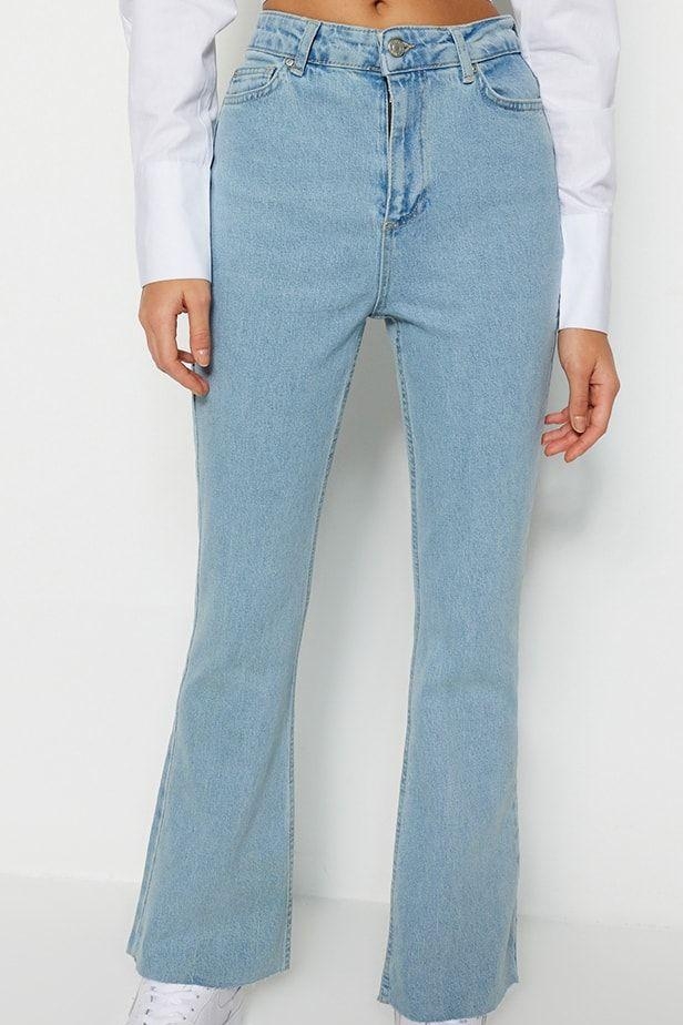 Kadın Comfort Fit Geniş Paça Denim Pantolon Fonksiyonel Dayanıklı Kaliteli Konforlu Modern
