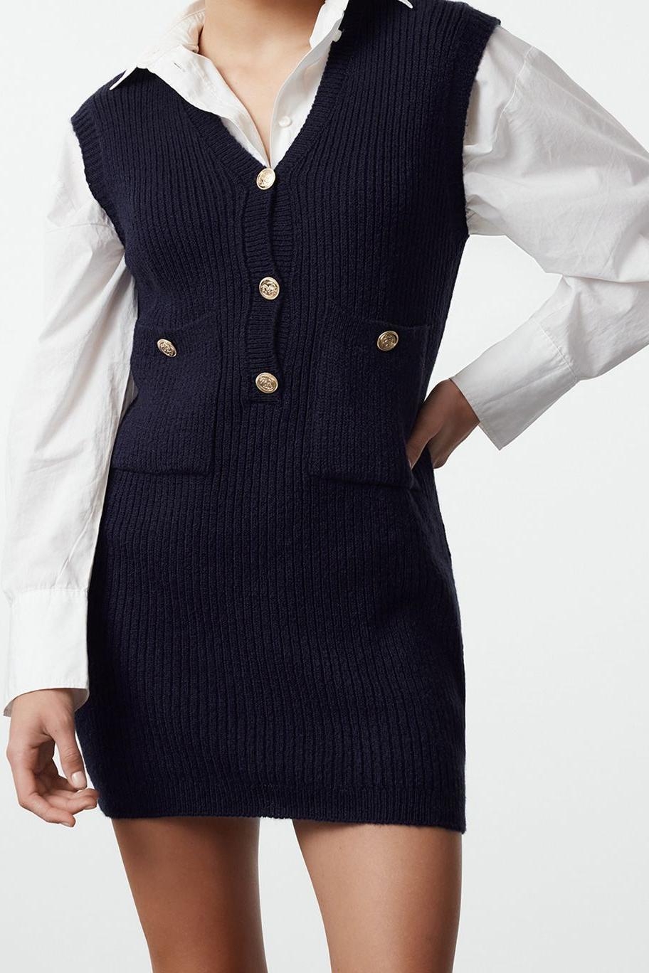 Moda Stil Slim V Yaka Mini Boy Triko Yumuşak Dokulu Elbise