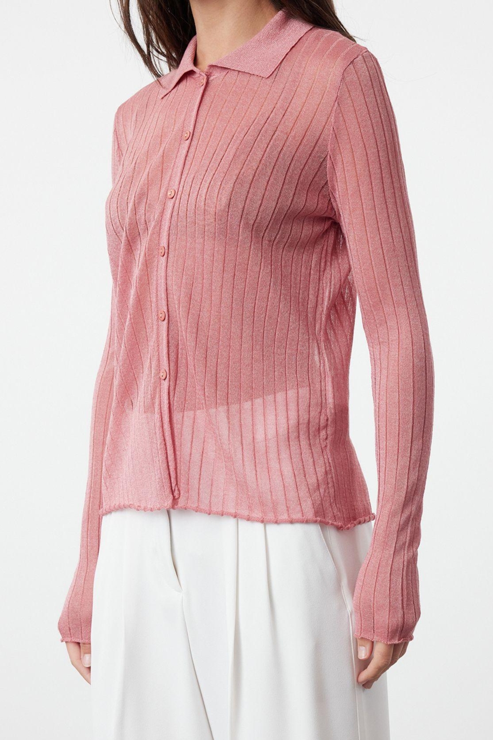 Kadın Modern Tarz Slim Polo Yaka Regular Triko Hırka