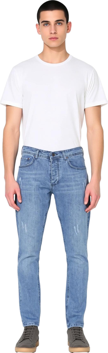 Erkek Slim Fit Yırtık Detaylı Denim Pantolon Açık Fonksiyonel Dayanıklı Kaliteli Konforlu Şık