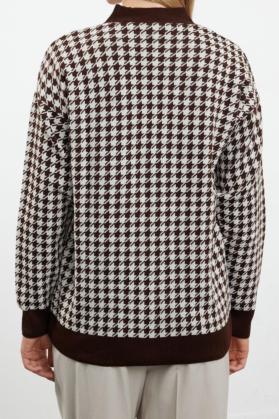 Kadın Modern Tarz Oversize V Yaka Midi Triko Hırka