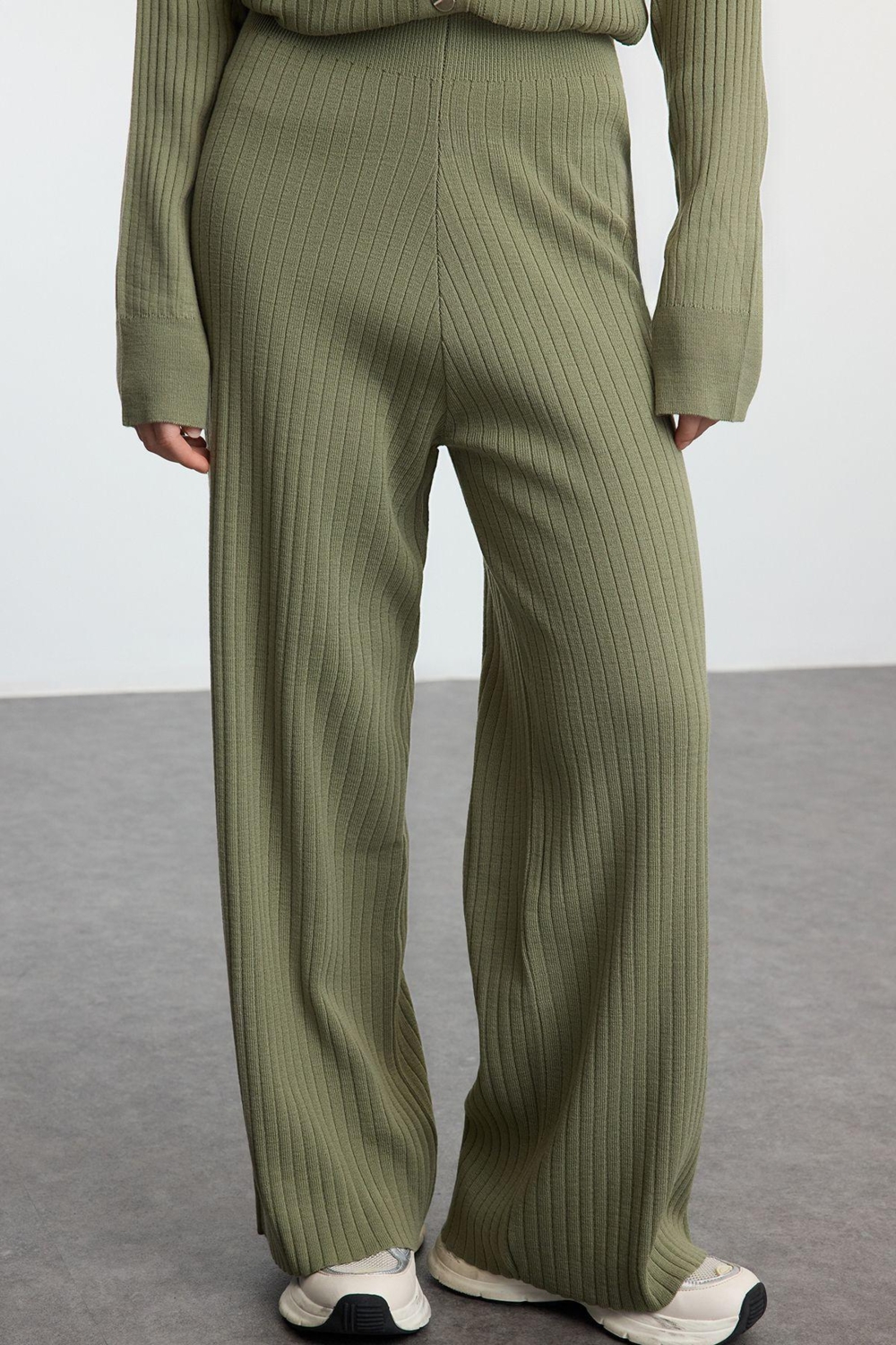 Tarz Kadın Modern Moda Normal Bel Geniş Paça Kapüşonlu Kapüşonlu Oversize Triko Alt-Üst Takım