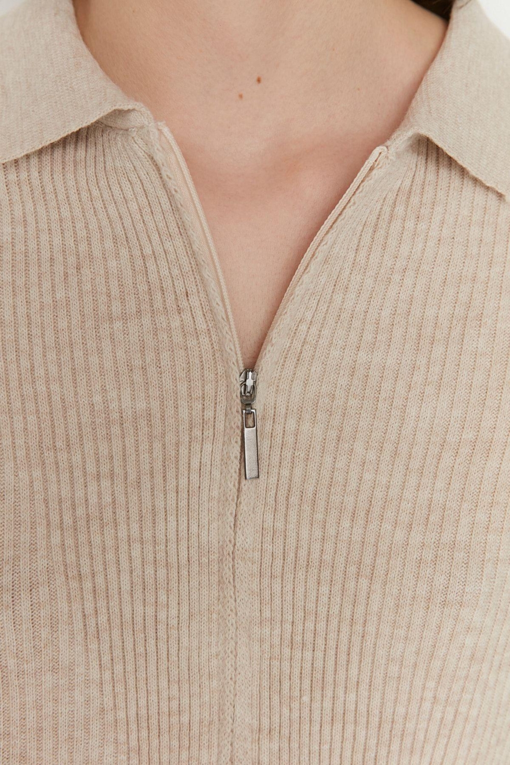 Kadın Modern Tarz Slim Polo Yaka Crop Triko Hırka