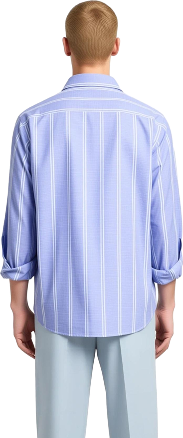 Erkek Çizgili Düğmeli Yaka Slim Fit Gömlek Modern Görünüm Günlük Konfor Şıklık Fonksiyonel