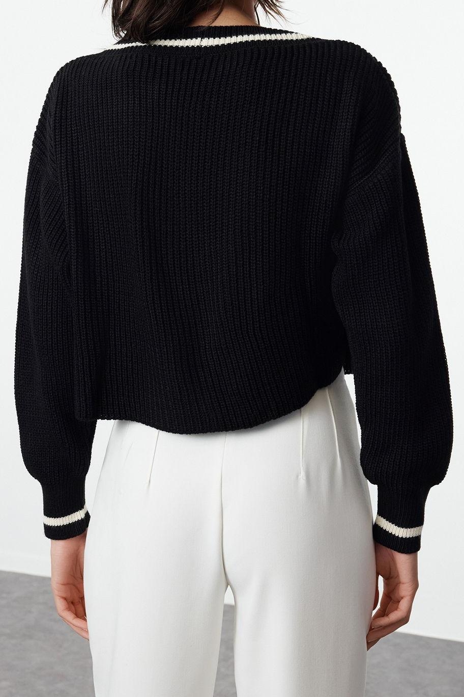 Kadın Modern Tarz Regular Kruvaze Crop Triko Hırka