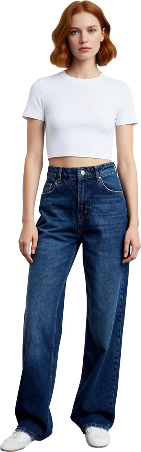 Kadın Wide Leg Jean Pantolon Yüksek Bel Fonksiyonel Dayanıklı Kaliteli Konforlu Estetik Şık