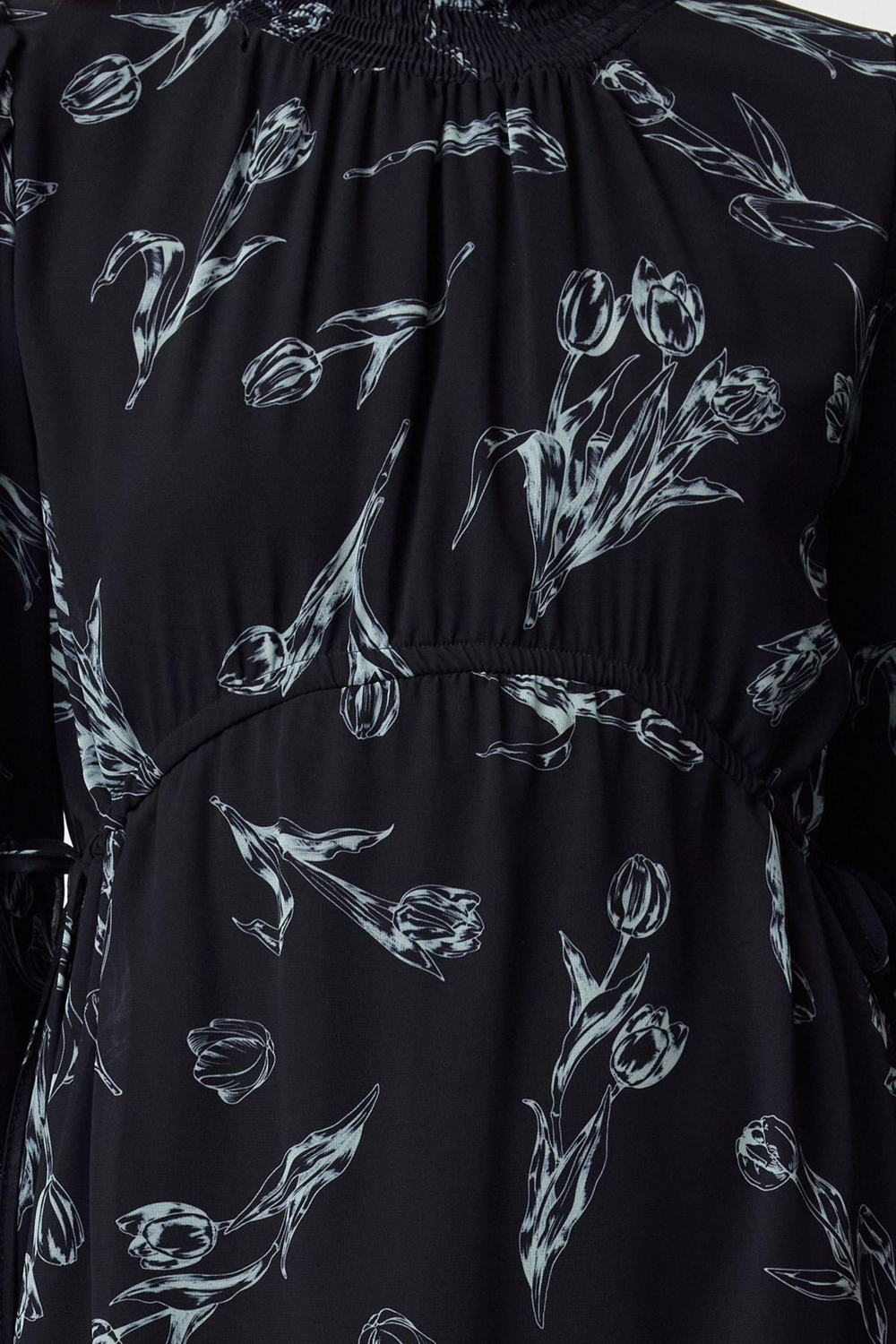 Moda Stil Regular Dik Yaka Maxi Boy Tesettür Şifon Çiçek Desenli Dokuma Elbise