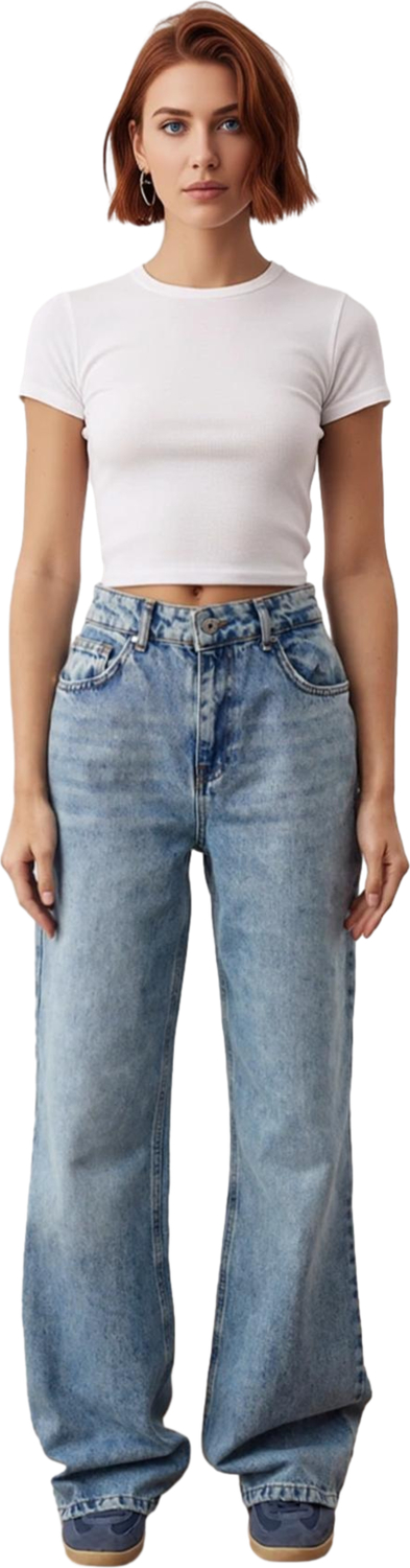 Kadın Cool & Comfort Geniş Paça Yüksek Bel Kot Pantolon Fonksiyonel Dayanıklı Kaliteli Şık