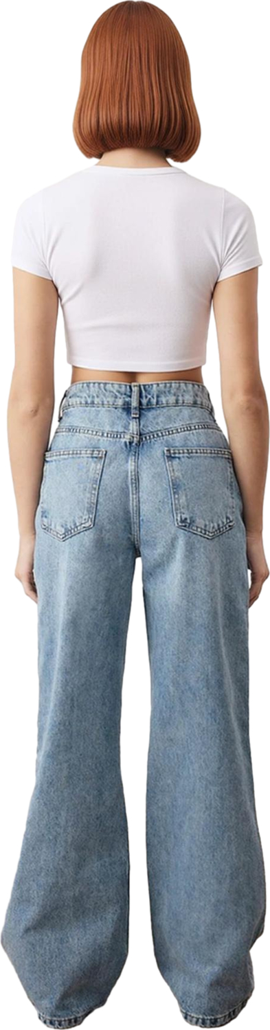 Kadın Cool & Comfort Geniş Paça Yüksek Bel Kot Pantolon Fonksiyonel Dayanıklı Kaliteli Şık