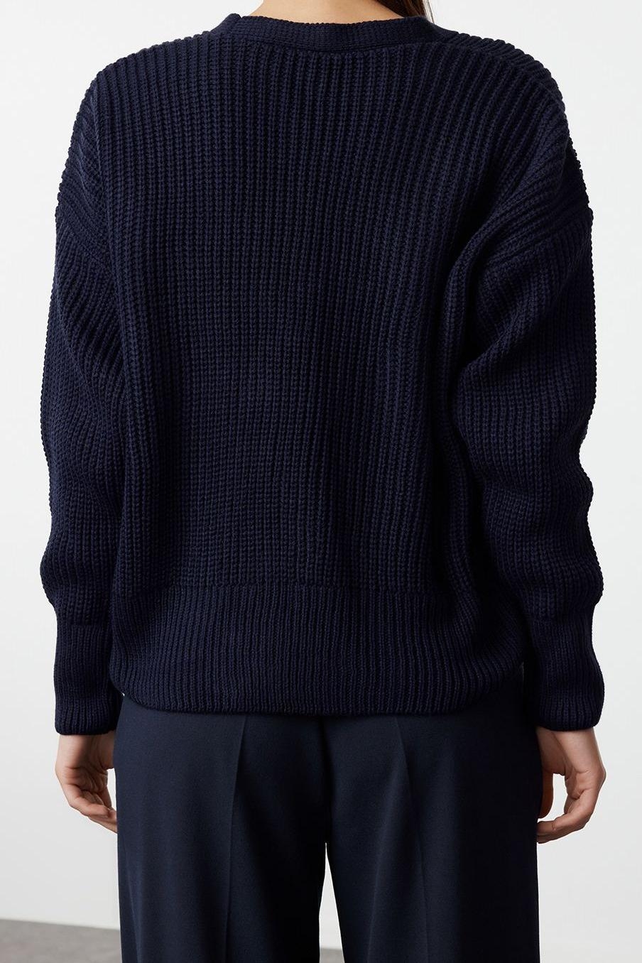 Kadın Modern Tarz Oversize V Yaka Regular Triko Hırka