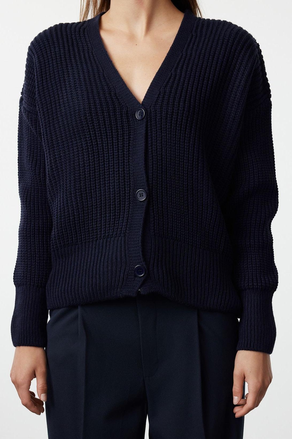 Kadın Modern Tarz Oversize V Yaka Regular Triko Hırka