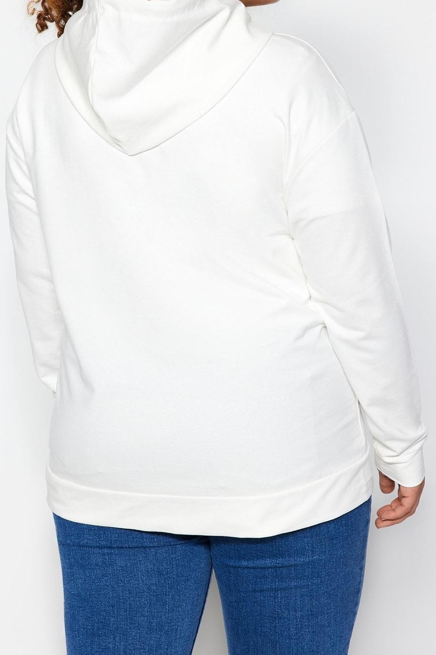 Büyük Beden Tarz Relaxed Kapüşonlu Düşük Kol Uzun Fermuarlı İnce Örme Sweatshirt