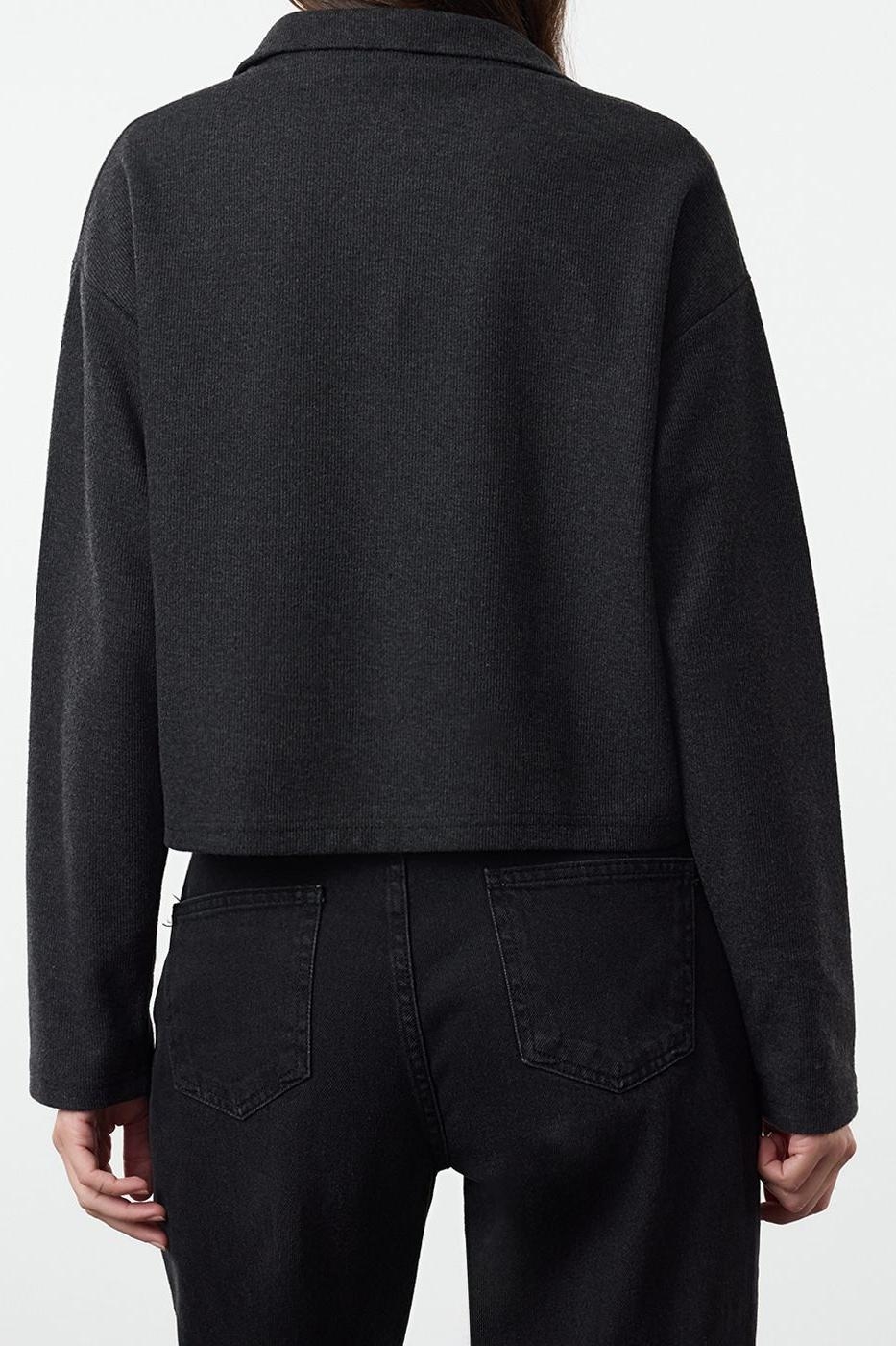 Fermuarlı Yaka Düşük Kol 2Li Paket Selanik Normal Kalıp Fermuarlı Yaka Örme Sweatshirt