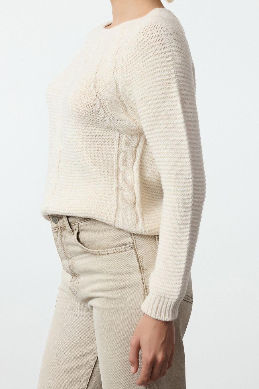 Stil Modern Kadın Regular Reglan Kol Bisiklet Yaka Yumuşak Dokulu Saç Örgülü Dikişsiz Triko Kazak