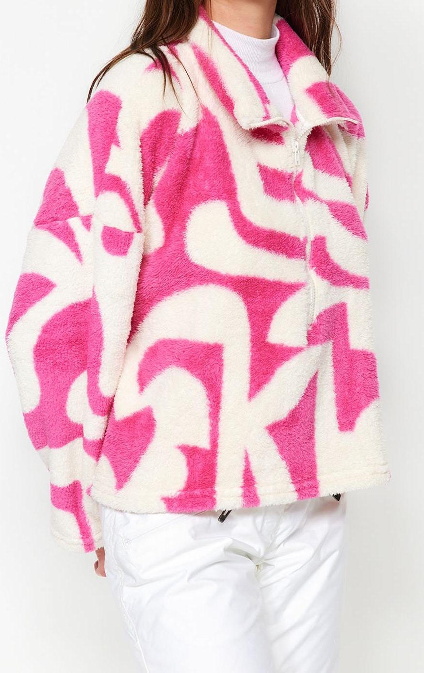 Fermuarlı Yaka Standart Kol Kalın Polar Desenli Fermuarlı Uzun Kol Örme Sweatshirt