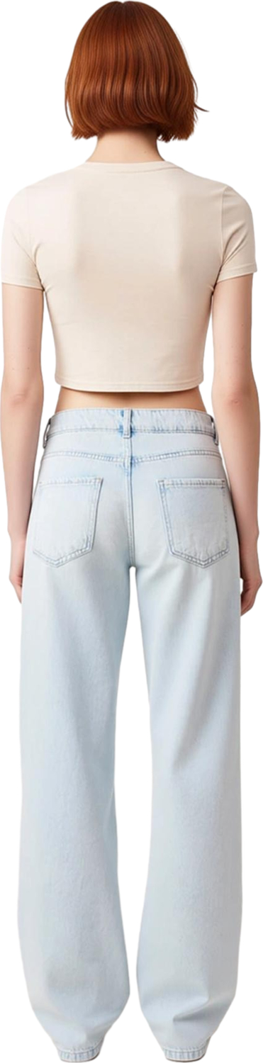 Kadın Açık Düşük Bel Geniş Paça Denim Pantolon Fonksiyonel Dayanıklı Kaliteli Konforlu Şık
