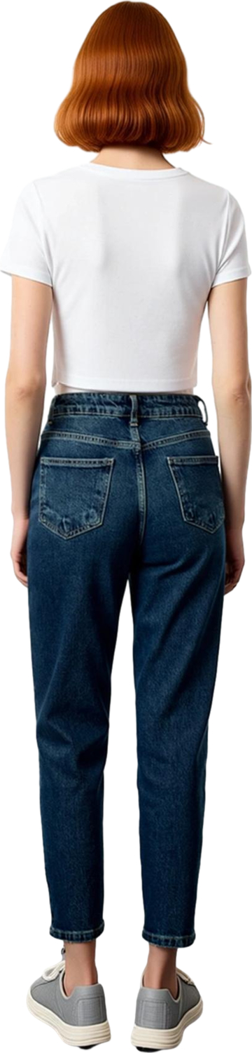 Kadın Yüksek Bel Mom Fit Jean Pantolon Fonksiyonel Dayanıklı Kaliteli Konforlu Estetik Şık