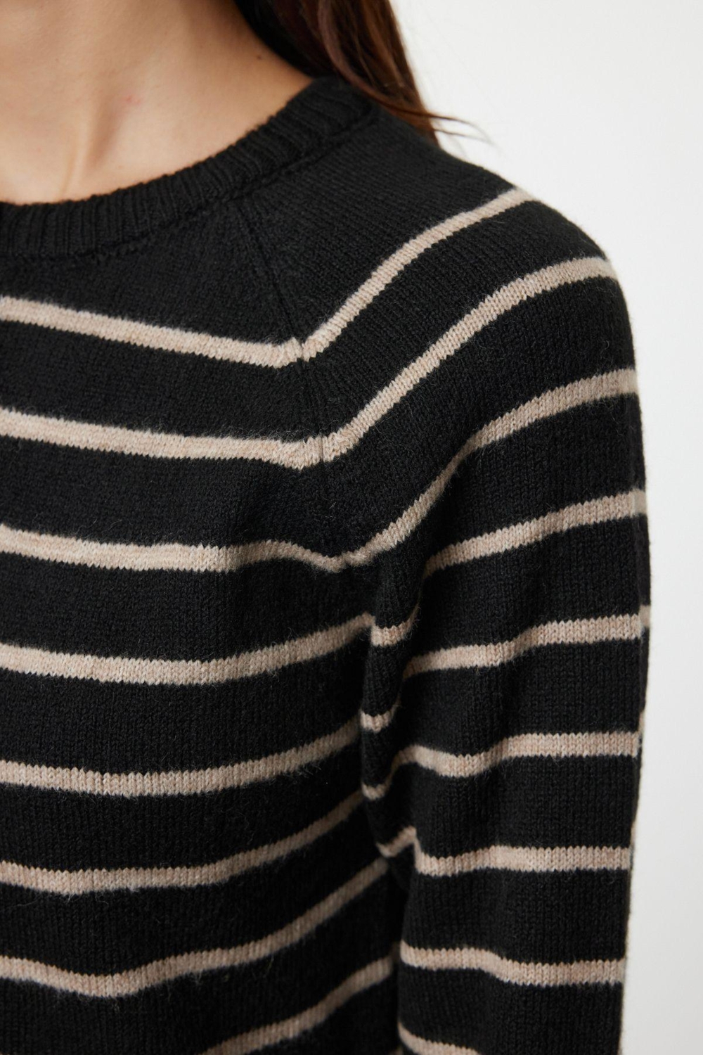 Moda Stil Regular Bisiklet Yaka Mini Boy Çizgili Triko Yumuşak Dokulu Elbise