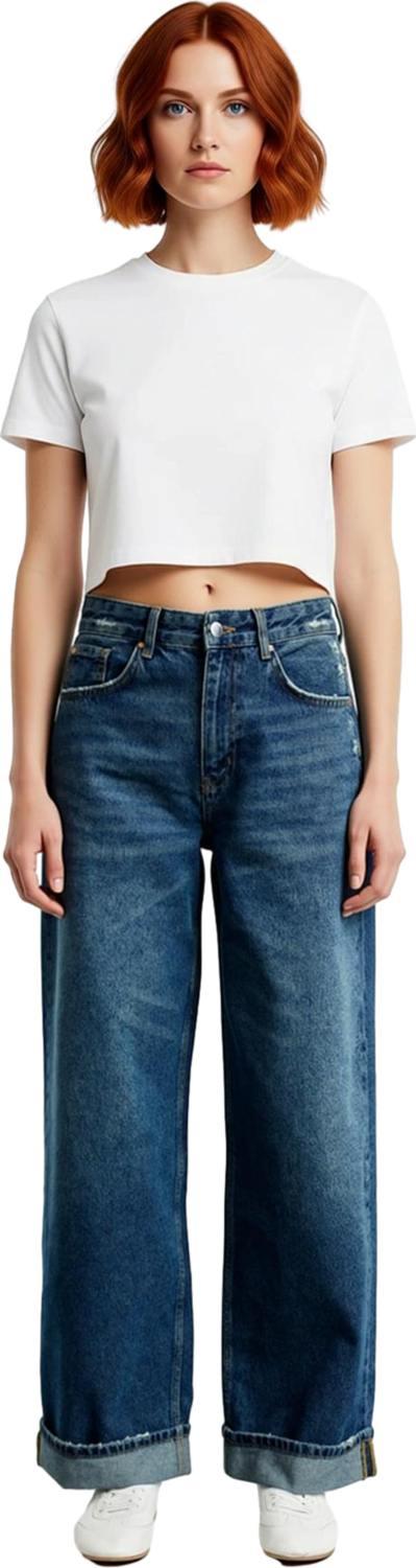 Kadın Koyu Bol Kesim Denim Pantolon Fonksiyonel Dayanıklı Kaliteli Konforlu Estetik Modern