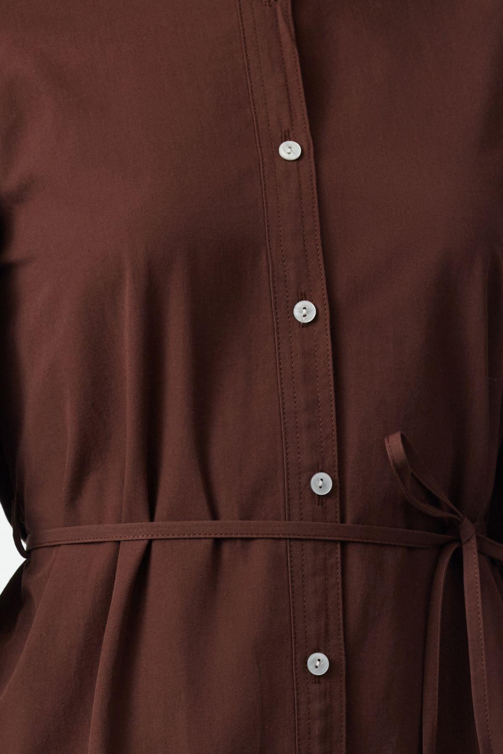 Moda Stil Regular Hakim Yaka Mini Boy Kuşaklı Uzun Kollu Dokuma Gömlek Elbise