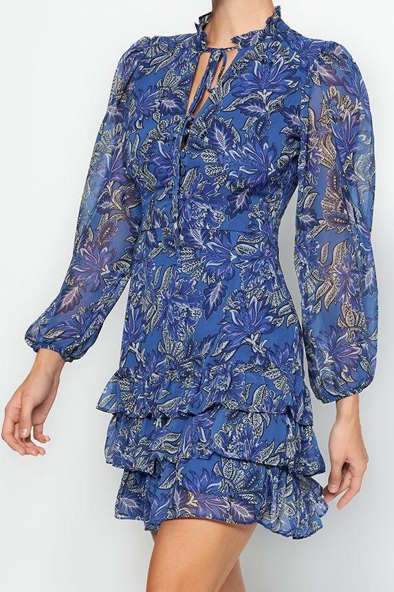 Moda Stil Regular Dik Yaka Mini Boy Eteği Fırfırlı Yaka Detaylı Dokuma Kışlık Elbise